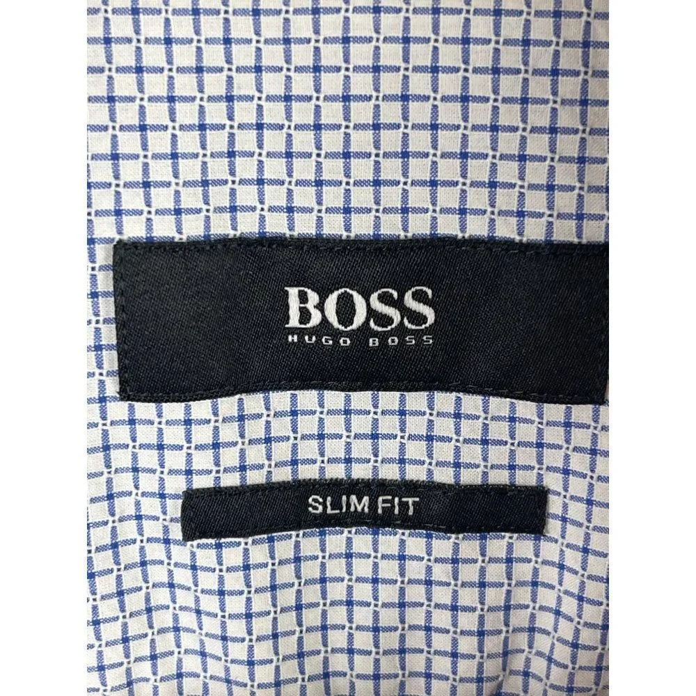 Hugo Boss Mens Button Down Shirt Blue Business Casual - Picture 2 of 7